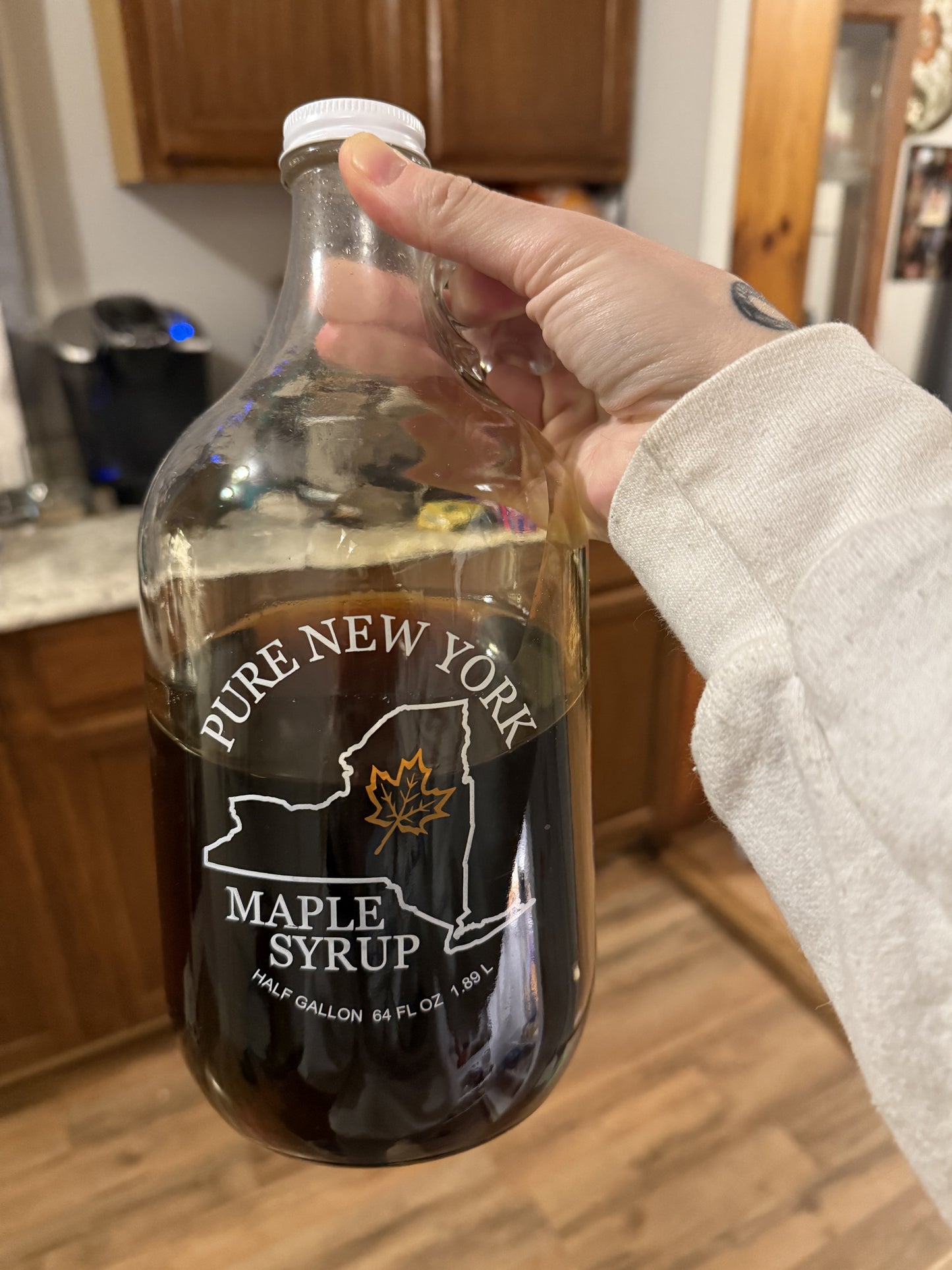 Glass Jug of Pure New York State Maple Syrup
